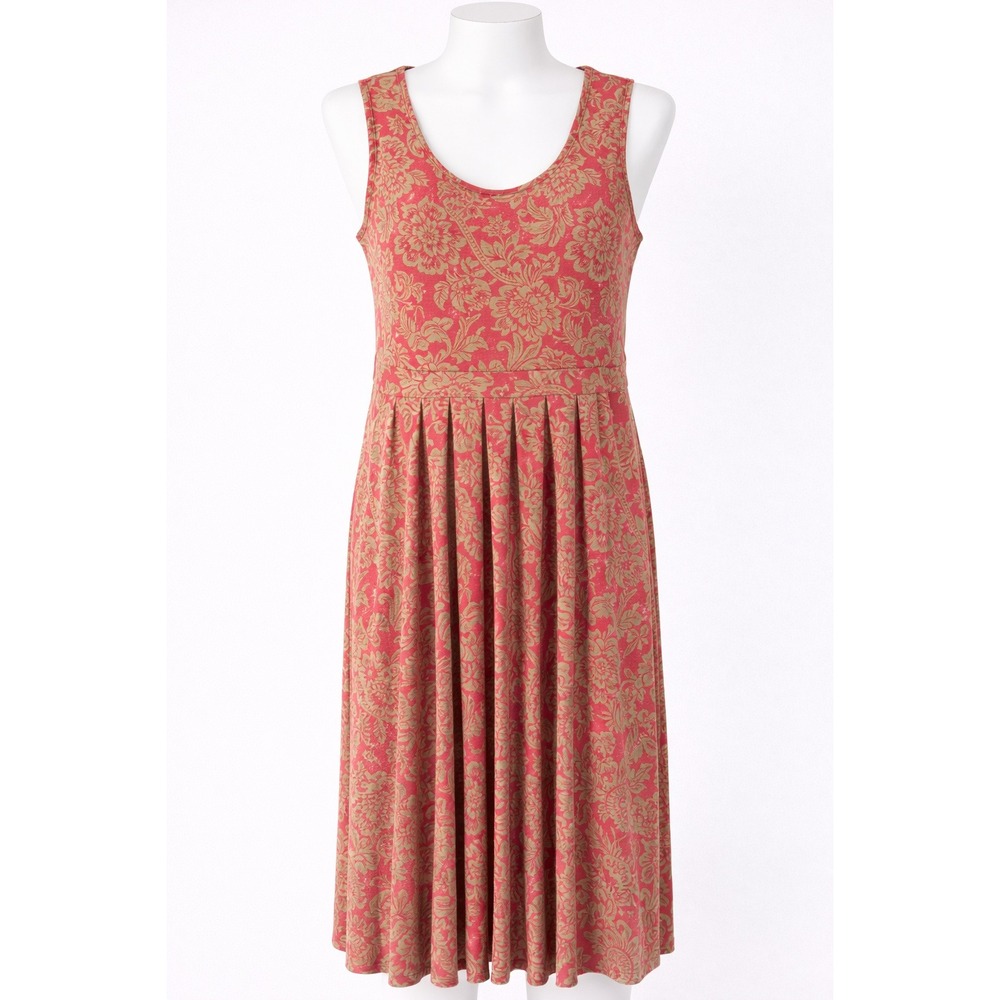 Chadwicks of Boston Pink Tan Damask Floral‎ Sleeveless Midi Dress Small